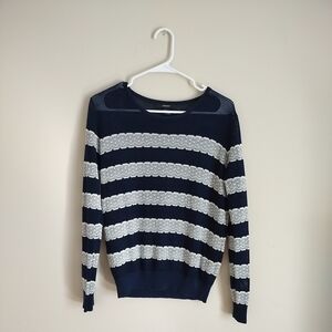 Forever 21 Navy and Cream Striped Sweater